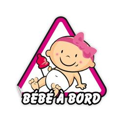 Ambiance Sticker Autocollant de Voiture Vitres Auto Bébé à Bord Petite Baby Fille - H15 x L15 cm