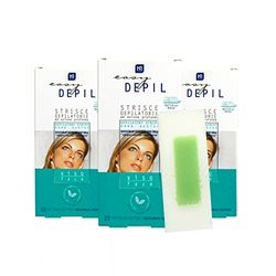 Easy Depil KIT 60 STRISCE DEPILATORIE VISO (Baffetti, Guance, Mento, Sopracciglia). Rapide, efficaci, facili da usare. Azione Profonda Pelle liscia a lungo, con proteine vegetali addolcenti.