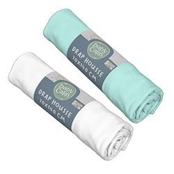 Babycalin Set van 2 hoeslakens, wit/turquoise, 70 x 140 cm