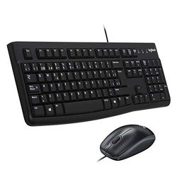 Logitech MK120 Wired Keyboard and Mouse Combo for Windows, QWERTY Spanish Layout - Black