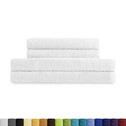 Eiffel Textile Juegos de Toallas Calidad Rizo 400 gr, Algodón Egipcio 100%, Blanco, 2 Lavabo 2 Ducha, 4