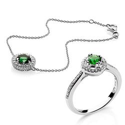 Orphelia smyckesset 925 sterlingsilver zirkonia SET-7477 e silver, 60, colore: GRÖN, cod. SET-7477/EM/60