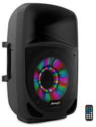 Audibax Vegas 15 - Haut-Parleur Bluetooth Professionnel 15" - Puissance 300W - Enceinte Amplifié - Connexion USB/SD - Télécommande Incluse - Haut-Parleur Bluetooth - Moteur 1" - Illumination LED