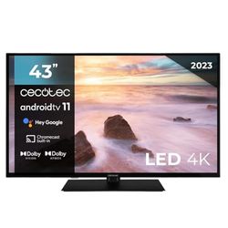 Cecotec TV LED 43" Smart TV A2-serien ALU20043ZS. 4K UHD, Android 11, ramlös design, centralt läge, MEMC, Dolby Vision, Dolby Atmos, HDR10, två 10 watt-högtalare, modell 2023