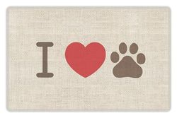 VINILIKO, I Love 48 x 75 cm - Tappetino impermeabile per mangiatoia per animali domestici