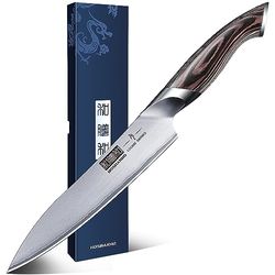 HOSHANHO 15cm Couteaux Universel, Couteaux Tout Usage en Acier Inoxydable, Petit Couteau de Cuisine Professionnel Couteau Paring -avec Poignée en Bois Pakka