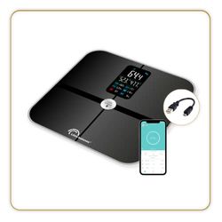 Little balance 8415 Cardio Connect 4 USB, impedantiemeter zonder batterij, oplaadbaar, USB, 180 kg, gehard glas, zwart