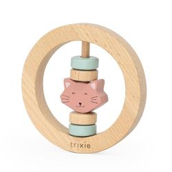 Trixie Houten ronde rammelaar - Mrs. Cat - FSC-gecertificeerd hout - BPA-vrij babyrammelaar - veilig, duurzaam en gemakkelijk vast te pakken ontwerp voor baby's