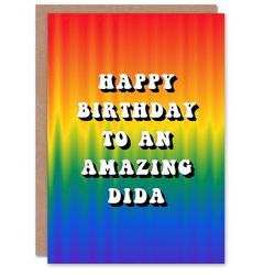 Artery8 Happy Birthday to an Amazing Dida Trippy Psychedelic Pride Hippie Rainbow Non Binary Gender Neutral Card