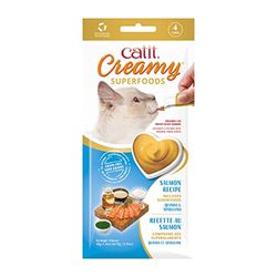 Catit Creamy Superfood Snack húmedo para Gatos Salmón/Quinoa y Spirulina, 4x10g