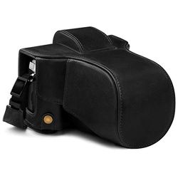 MegaGear MG1862 Ever Ready Genuine Leather Camera Case Compatible with Olympus OM-D E-M5 Mark III (14-150mm) - Black