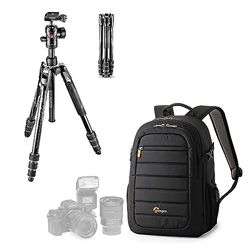 Manfrotto Befree Advanced kit Foto da Viaggio,Chiusura Gambe Twist, Alluminio, Testa a Sfera e Zaino Lowepro Tahoe 150, DSLR con Lente Montata, CSC, Mirrorless, 10" Tablet, Accessori Camera