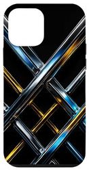 Geometric Grid Pattern with Blue and Yellow Lines Case for iPhone 12 mini