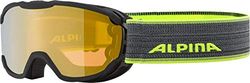 ALPINA PHEOS JR. Q-LITE – Speglade, kontrastförstärkande och polariserade skidglasögon med 100% UV-skydd för barn, svart-neongul, en storlek