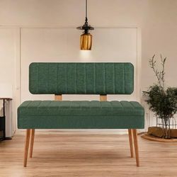 Dmora Muliphein Bench, Multi-Purpose Bench, Guest Seat, Multifunctional Chest, 90 x 39 x 40 cm, Oak and Green