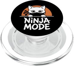 Ninja Mode Funny Cat Stealth Cartoon Animal Humor Arte PopSockets PopGrip para MagSafe