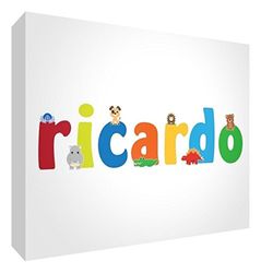 Little Helper LHV-RICARDO-A5BLK-15IT Panneau décoratif pour bébé/baptême, idée cadeau, dessin personnalisable avec prénom pour garçons Ricardo, multicolore, 14,8 x 21 x 2 cm