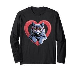 Cuore British Shorthair Occhiali Maglia a Manica