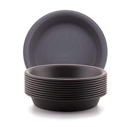 T4U Lot de 10 soucoupes Rondes en Plastique pour Plantes Grasses - 12 cm - pour retenir Les Gouttes d'eau et la Terre (Gris foncé)