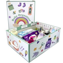 Lavatelli Baby Organizer – Cardboard Storage Box with 4 Dividers for Diapers, Wipes, Pacifiers, Bodycare & Nursery Accessories – 32x42x17.5 cm (12.6x16.5x6.9 in)
