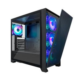 CoolBox Casella per computer Gaming ATX GE2000 DualView con doppio frontale intercambiabile, 4 ventole ARGB incluse, compatibile con raffreddamento liquido fino a 360 mm. Scatola PC Gamer, Torre PC