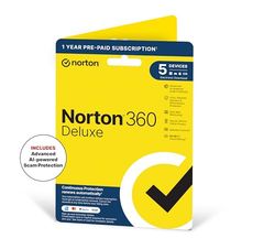 Norton 360 Deluxe 2022 Antivirus Software for 5 Devices 1-Year Subscription