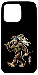 Bigfoot Fisherman Catch Largemouth Bass Outdoorsmen Pesca all'aperto Custodia per iPhone 15 Pro Max