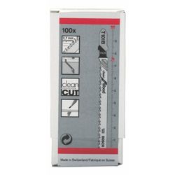 Bosch 100x Stichsägeblatt T 101 B (für weiches Holz, gerader Schnitt, Professional Zubehör Stichsäge)