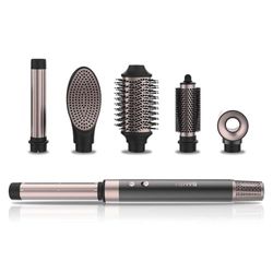 Cecotec Bamba CeramicCare AirGlam Brosse à air chaud 6 en 1, 6 têtes interchangeables, effet Coanda, 2 vitesses et 3 températures, Ion réel