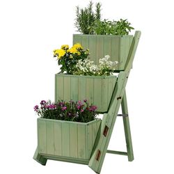 dobar Scala Pieghevole per Piante, Design Individuale, 3 vasi Separati con Pellicola per Piante, Scale per Fiori, Verde Menta, 41 x 55 x 85 cm