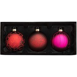 WeRChristmas glaskulor, röd/lila, 3-delad