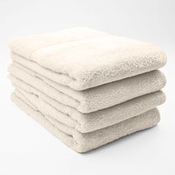 Douceur d'Intérieur, Elegance Sand Set of 4 Shower Towels (70 x 130 cm) Terry Cloth