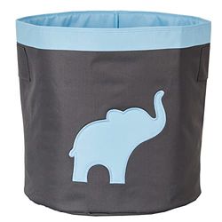 STORE.IT 670223 – Cesta, máximo, Gris con Elefante Azul, Poliéster, Gris de Azul, 30 x 30 x 30 cm