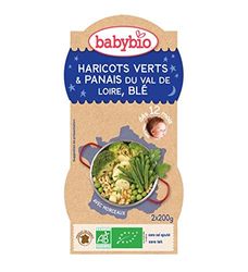 Babybio Bols Haricots Verts/Panais du Val de Loire/Blé 400 g