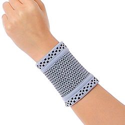 Amsahr Nylon Spandex Knitted Compression Wrist Support Brace | Infrared Wrist Support Band Wrist Sleeve - Large (Pair)