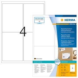 HERMA 10313 adreslabels A4 afneembaar, set van 14 (99,1 x 139 mm, 1.400 vellen, papier, mat) zelfklevend, bedrukbaar, verwijderbaar en opnieuw klevende etiketten, 5.600 etiketten voor printer, wit