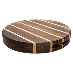 Rockingham Forest WB-53000CR Extra Thick Multi Round Chopping Board, Carbonized Acacia & Rubber Wood, 30cm Diameter, Brown