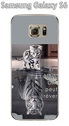 Onozo Coque TPU Gel Souple Samsung Galaxy S6 Design Chat Tigre Blanc Et Alors !