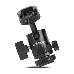 Walimex Pro Mini Cabezal de Bola con Zapata y Conector de 1/4 Pulgadas, orientable en Ambos Lados 180°, para cámaras, trípodes, micrófonos, LED, Cabezal de trípode de Aluminio, soporta hasta 5 kg