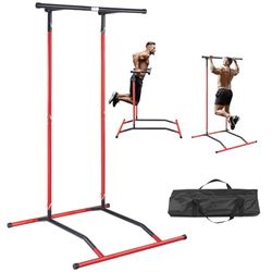 VEVOR Barra de dominadas de pie, estación de inmersión Altura Ajustable de 2 Niveles Carga de 100kg Equipo de Entrenamiento de Fuerza multifunción, Torre de Potencia para Fitness, Culturismo en casa