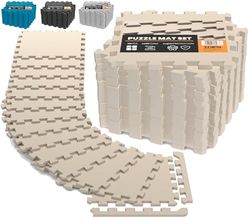 Ediesi, Golvskyddsmatta, fitness, pusselmatta, golv, poolskyddsmatta, hemmagym, tatami, gummimatta, gymnastikmatta (18 varv/30 x 30 x 1 cm/beige)