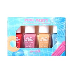 Barry M Pool Party Nail Paint Gift Set | x4 In A Flash Quick Dry Nail Polish | Bright Pastel Shades
