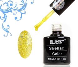 Bluesky Smalto Per Unghie Gel, Hit The Beach, Blz17, Oro, Giallo, Verde, Luccichio (Per Lampade Uv E Led) - 10 Ml