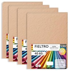 m-office Fieltro para Manualidades, Fieltro de Colores, Suave y Flexible, Material para Costura, Telas Patchwork, Ideal para proyectos DIY, artesanía o decoración, 40x60cm (marrón claro, 40 uds)
