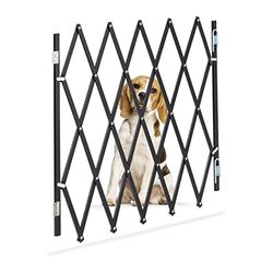 Relaxdays Safety Gate, Dog Barrier, Extendable up to 118 cm, 69-82.5 cm high, Bamboo & Iron, Stairs & Doors Guard, Black