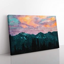 Mountain Divide Painting Modern Art Canvas Wall Art Print Ready to Hang, Framed Picture for Living Room Bedroom Home Office Décor, 60x40 cm (24x16 Inch)