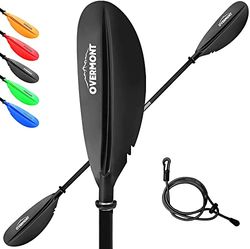 OVERMONT paddel aluminium dubbelpaddel SUP paddel 222 cm med justerbara paddlar blad för kanot paddling kanadensare båt roddbåt svart/röd/orange