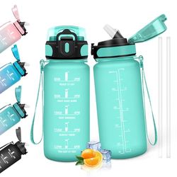 HoneyHolly 500ml flaska, BPA-fri och läckagesäker, vattenflaska med sugrör, återanvändbar vattenflaska, grundskola, motiverande vattenflaska för skola, gym, kontor, löpning