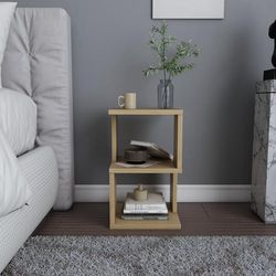 Hanah Home Elegancka Oak Nightstand 29,6 x 29,6 x 49,4 cm | 100% powlekana melaminą, grubość 18 mm, idealna dekoracja w stylu domku