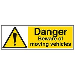 Vsafety 64012bp-s "Danger Attention des véhicules en mouvement" Sign, 600 mm x 200 mm (lot de 3)